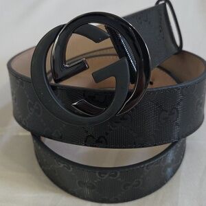 Gucci Black Imprime Monogram GG Belt